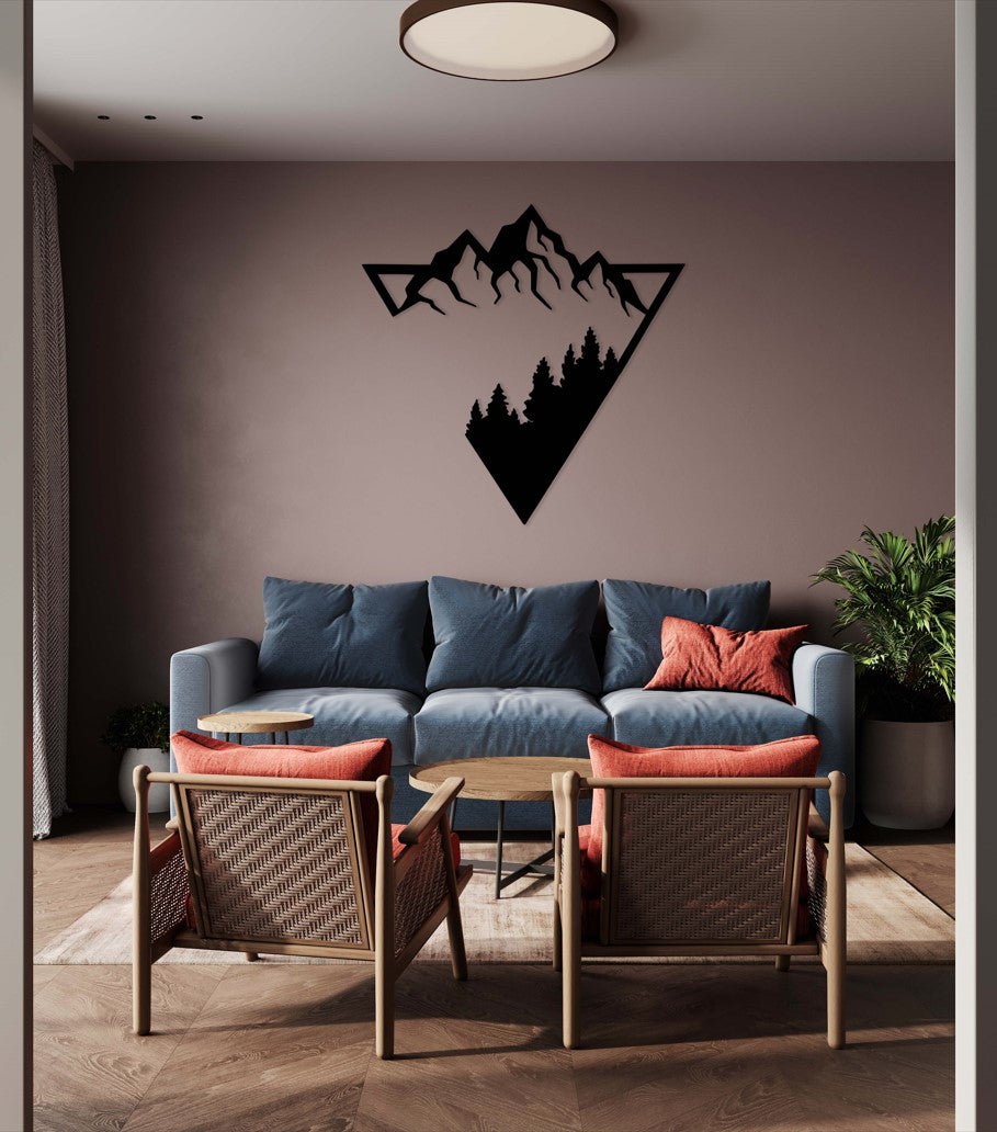 Trifecta Of The Mountain Metal Wall Art - Black / S (550mm x + -545mm)