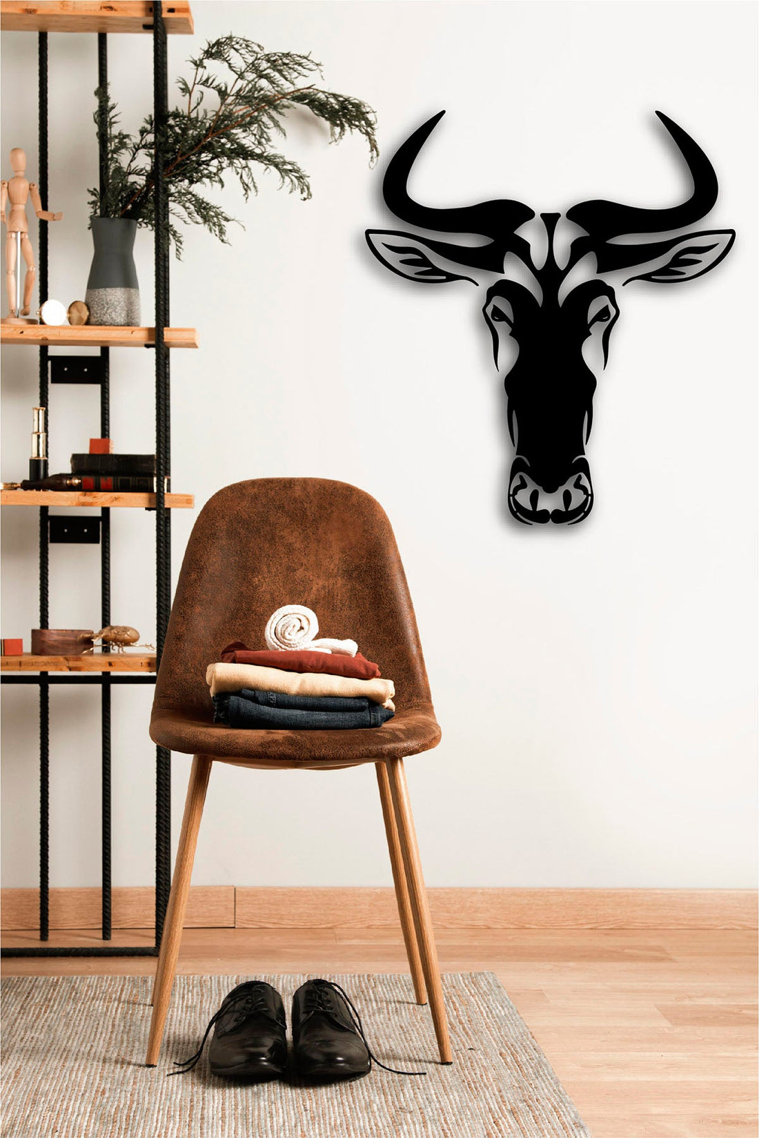 Wildebeest Metal Wall Art - XS ( + -312mm x 350mm) / Black