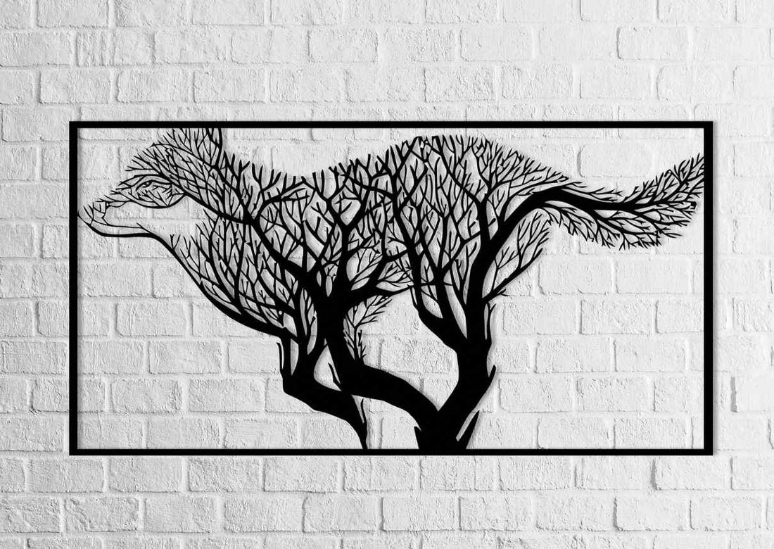 Wolf Tree Metal Wall Art - Black / L (1200mm x + -630mm)